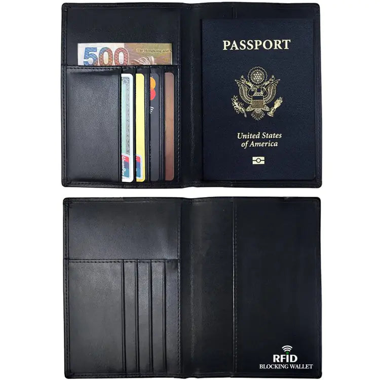 RFID-Blocking Genuine Leather Passport Holder and Case
